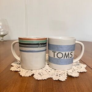 Pair Of TOMS Striped Stoneware Coffee Mugs - Multicolor and Blue. Target 2014.